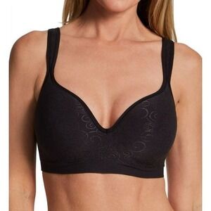 Comfort Revolution Black Jacquard Wireless Full Coverage Bra Women's